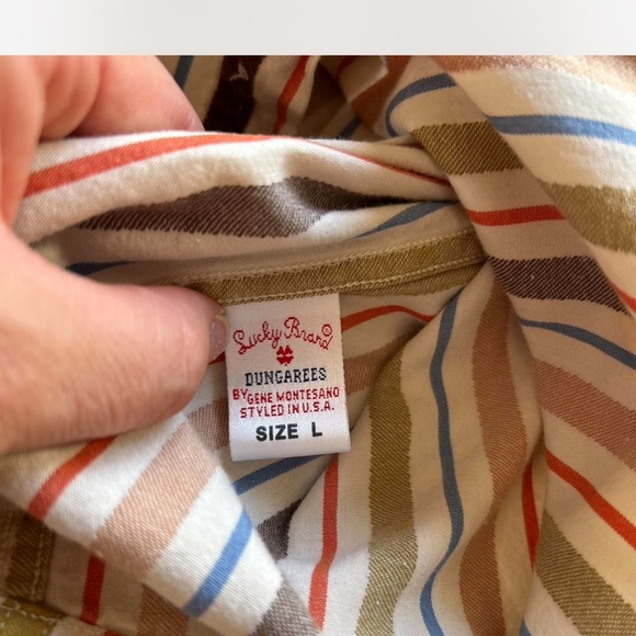 VTG |Lucky Brand| Dungarees Stripped Multicolored Long-sleeve Button Up Large - Picture 3 of 8